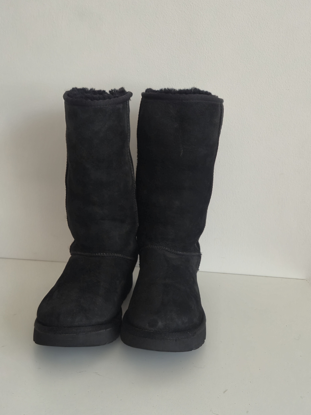 UGG Classic Tall Boots Black Suede Shearling Fur Winter Snow Boots, 40